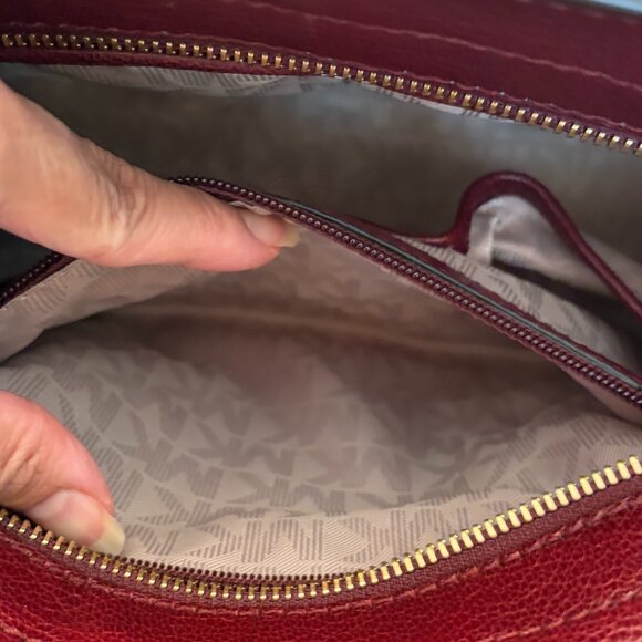 MICHAEL KORS Collins Studded Medium Leather Satchel in Merlot - Picture 10 of 14